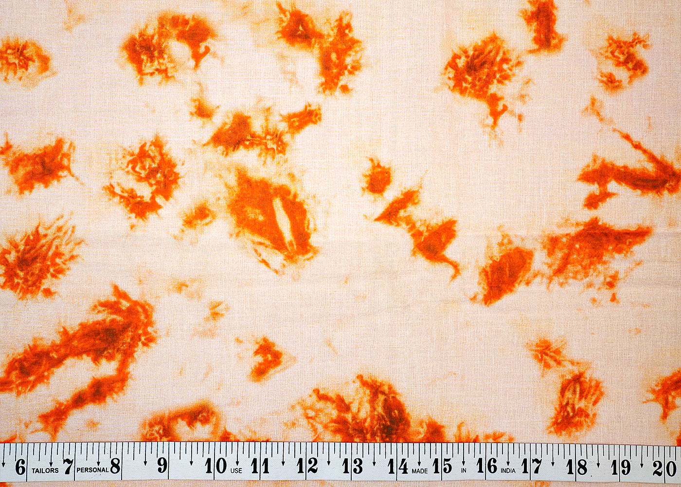 Orange Printed Cotton Fabric with Tie and Dye Pattern 13759