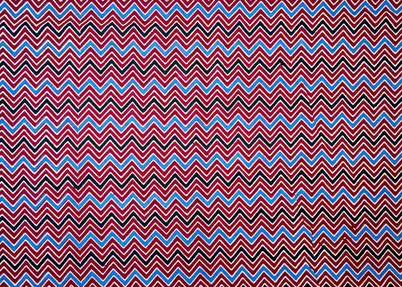 Maroon Printed Cotton Fabric with Allover Zig Zag Pattern 13764