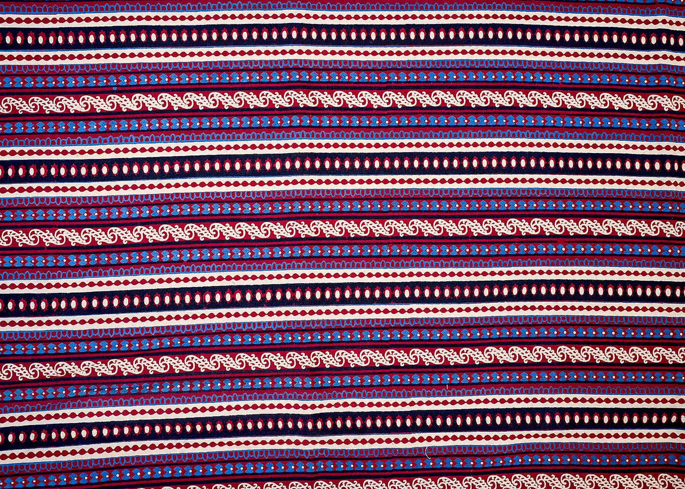Maroon Printed Cotton Fabric with Alternate Stripes 13769