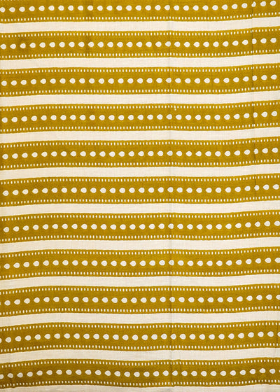 Mehendi Green Printed Cotton Fabric with Alternate Stripes 13775