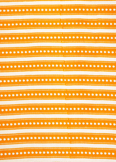 Yellow Printed Cotton Fabric with Alternate Stripes 13777