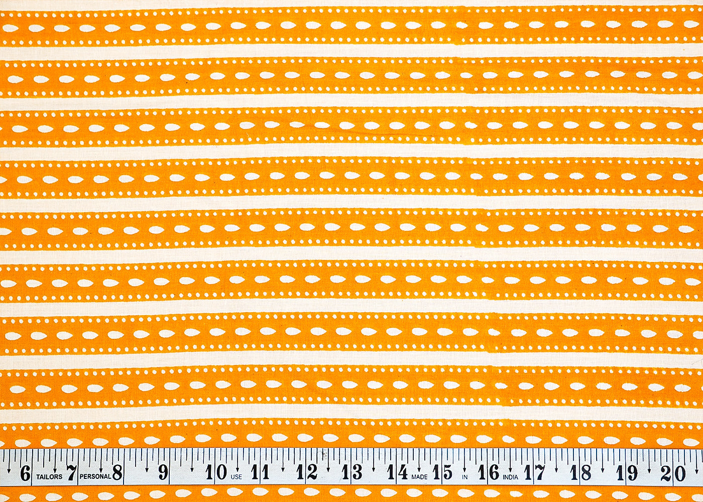Yellow Printed Cotton Fabric with Alternate Stripes 13777