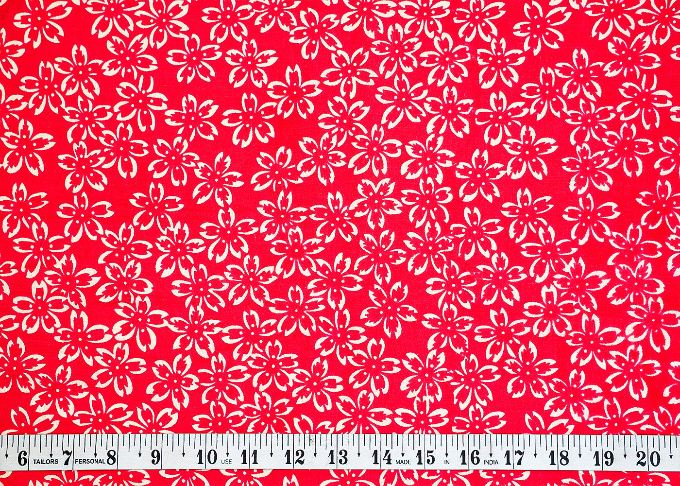 Pink Printed Cotton Fabric with Allover Flower Motifs 13778