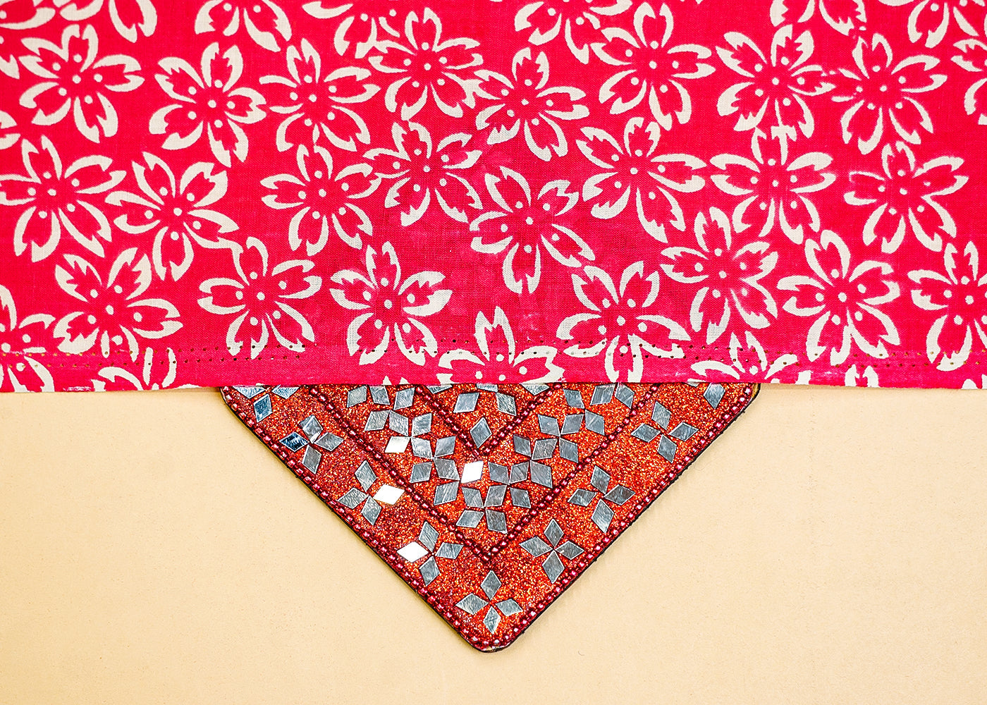 Pink Printed Cotton Fabric with Allover Flower Motifs 13778