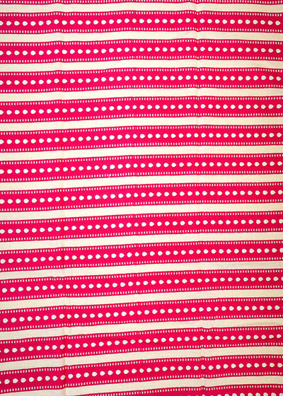 Pink Printed Cotton Fabric with Alternate Stripes 13779