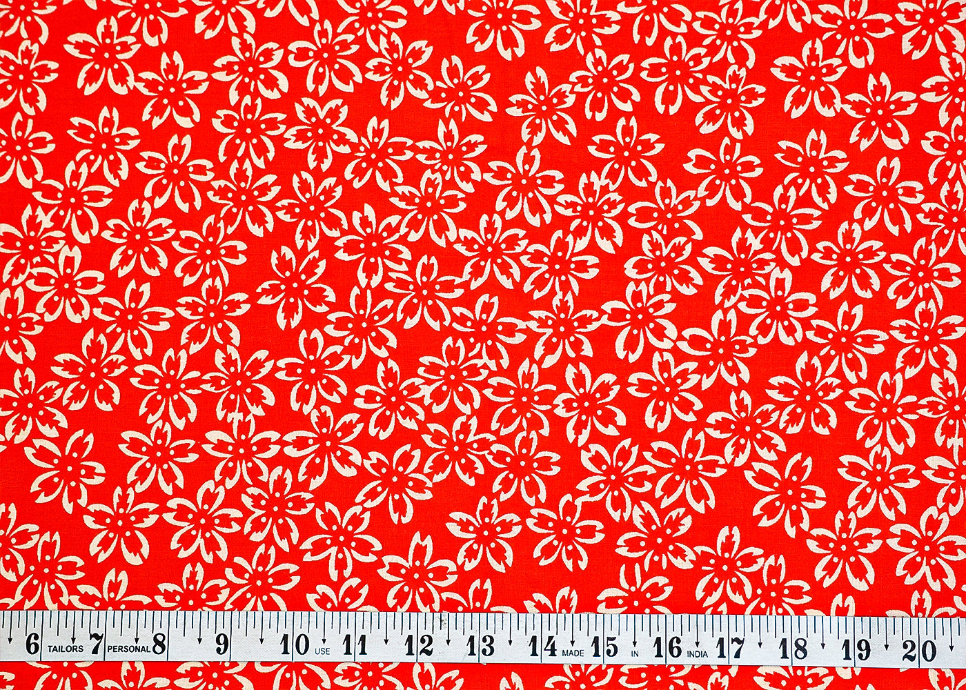 Hot Pink Printed Cotton Fabric with Allover Flower Motifs 13781