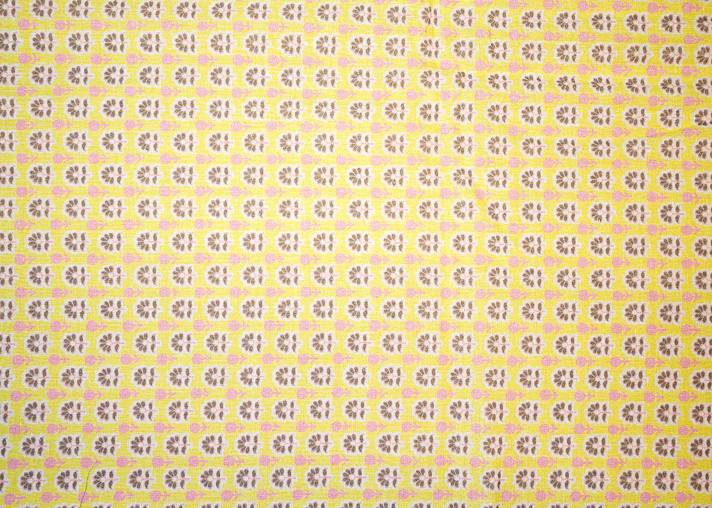 Lemon Yellow Cotton Fabric with Allover Tiny Flower Motif 13791