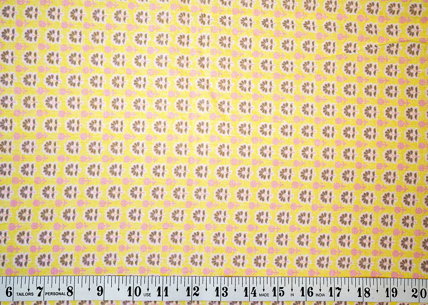 Lemon Yellow Cotton Fabric with Allover Tiny Flower Motif 13791
