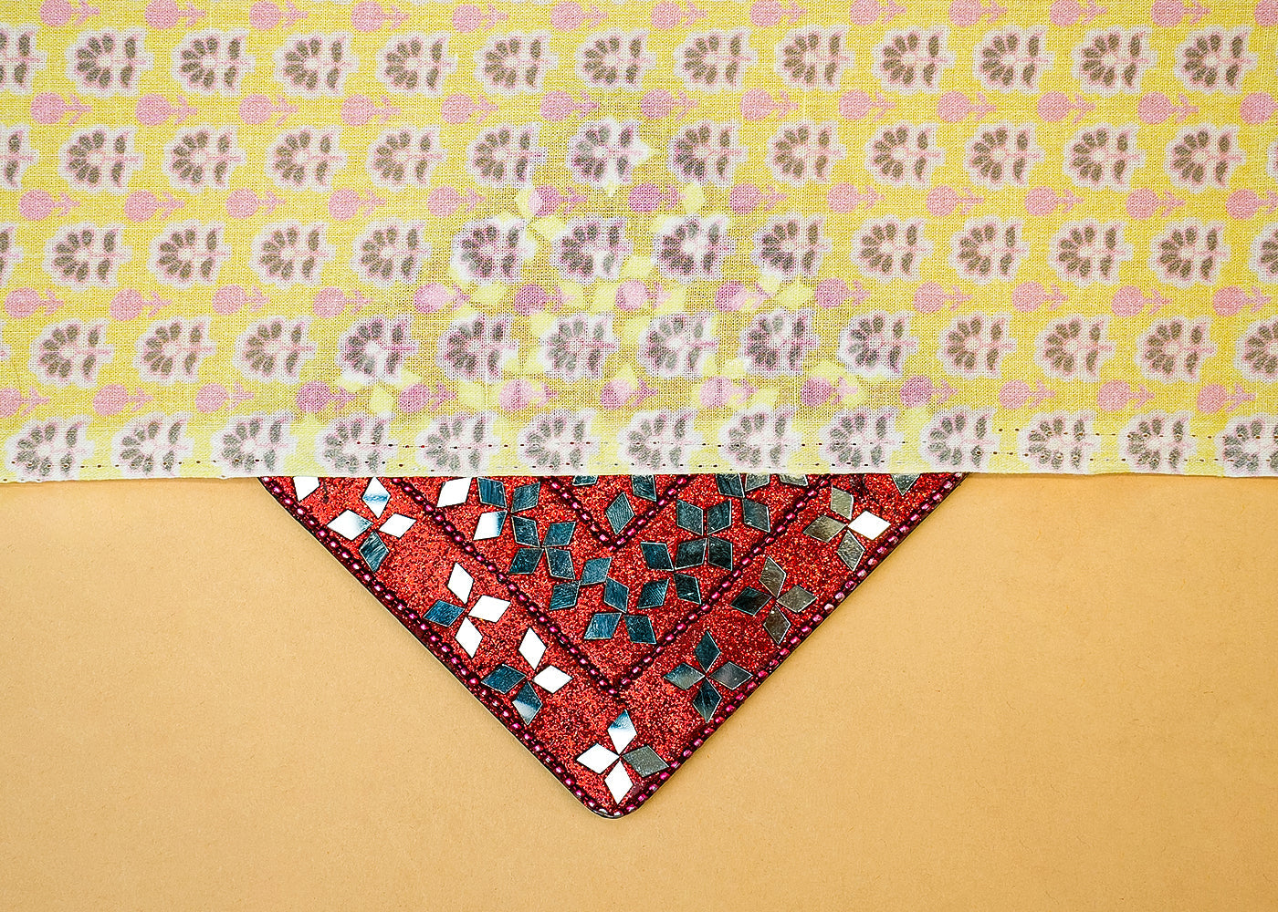 Lemon Yellow Cotton Fabric with Allover Tiny Flower Motif 13791