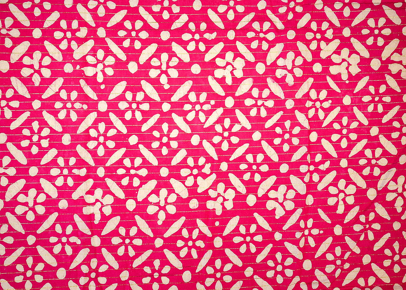 Pink Printed Cotton Fabric with All Over Batik Print Motif and Lurex Thread Work 13807