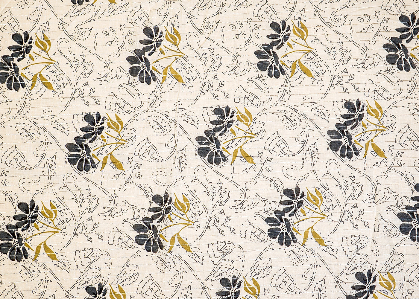 Off White Cambric Cotton Fabric with Allover Flower Print 13813