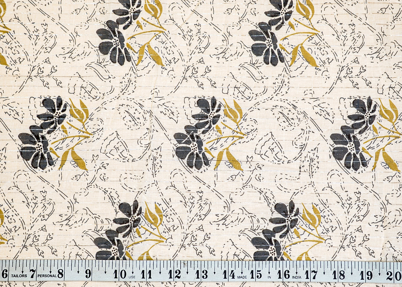 Off White Cambric Cotton Fabric with Allover Flower Print 13813