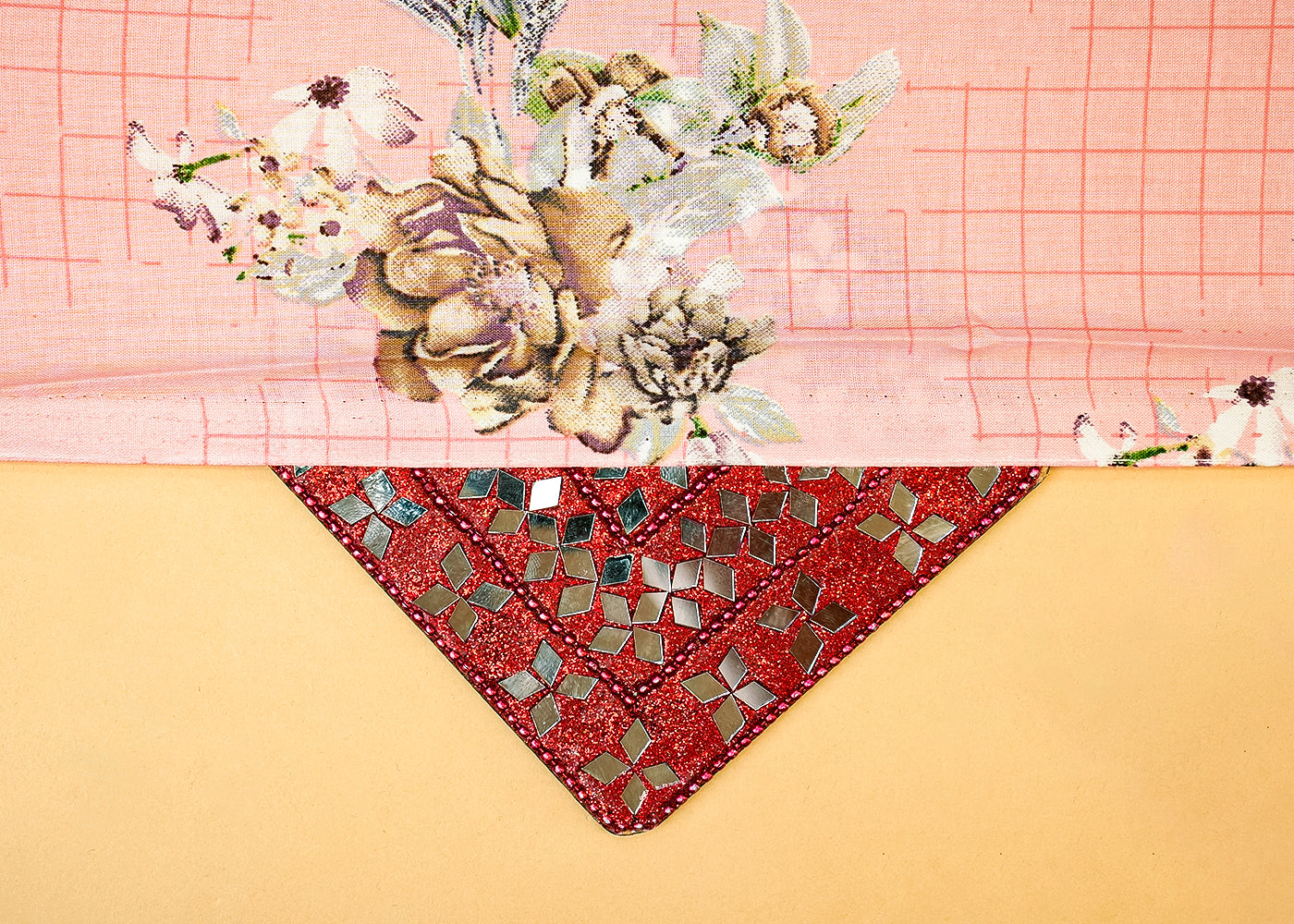 peach Cotton Fabric with Allover Floral Motifs 13816