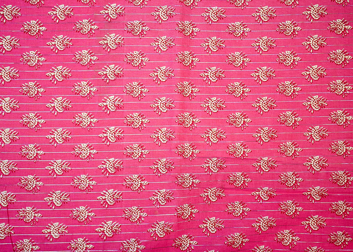 Pink Cotton Fabric with Traditional Pattern and Lurex Thread Work 13817