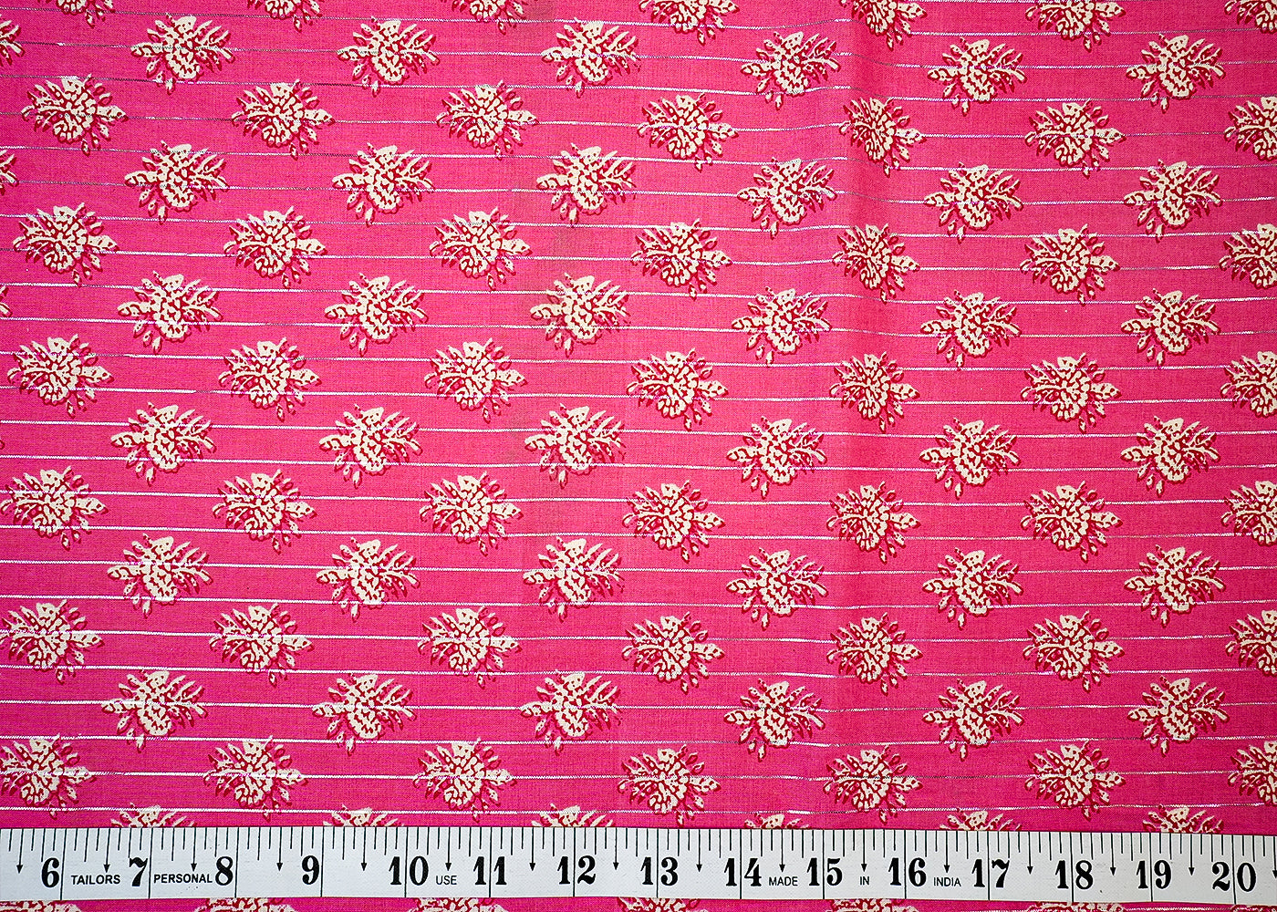 Pink Cotton Fabric with Traditional Pattern and Lurex Thread Work 13817