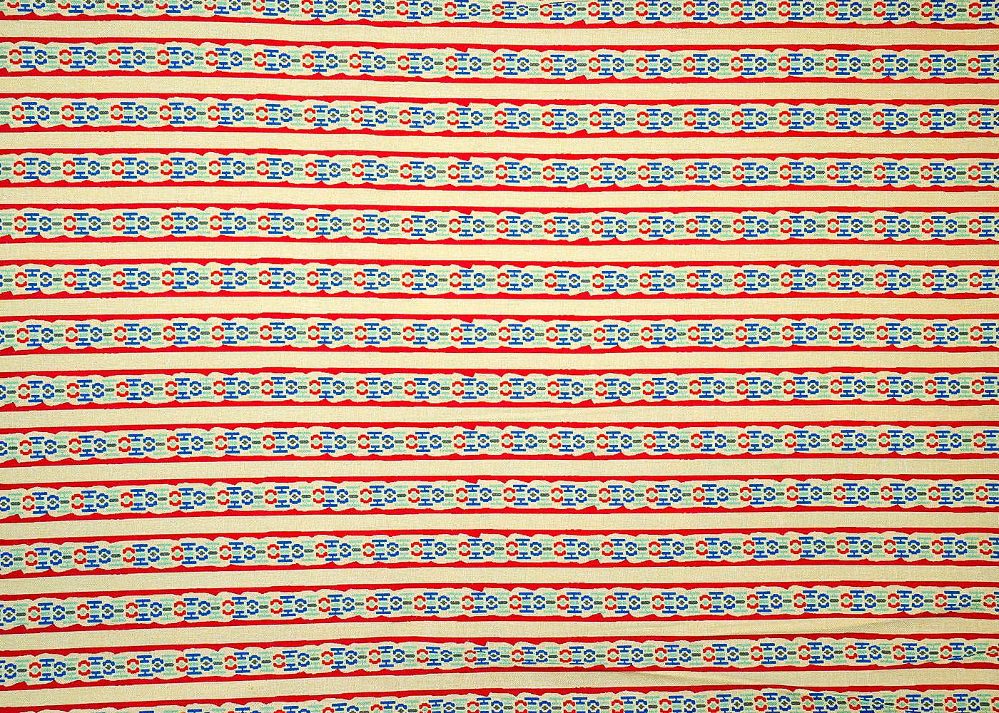Beige Cotton Fabric with Alternate Stripes Print 13822
