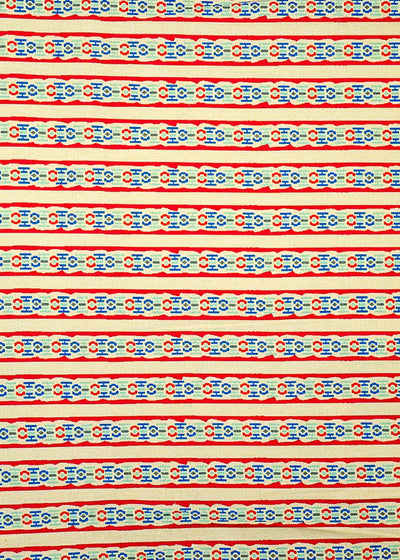 Beige Cotton Fabric with Alternate Stripes Print 13822