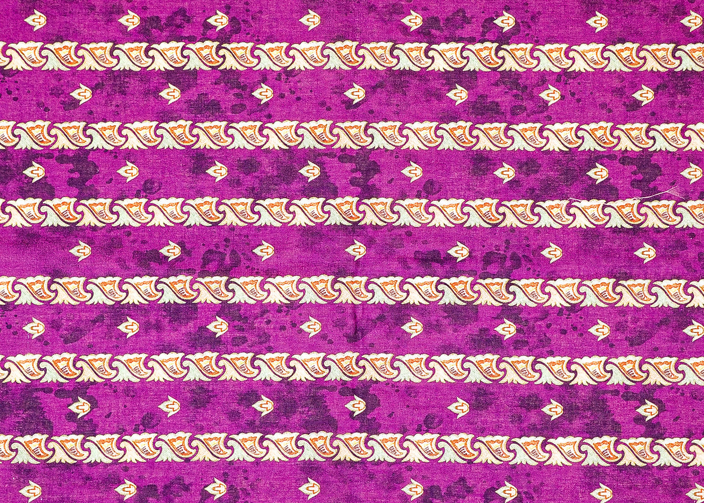 Purple Cotton Fabric with Alternate Stripes and Small Butis 13824