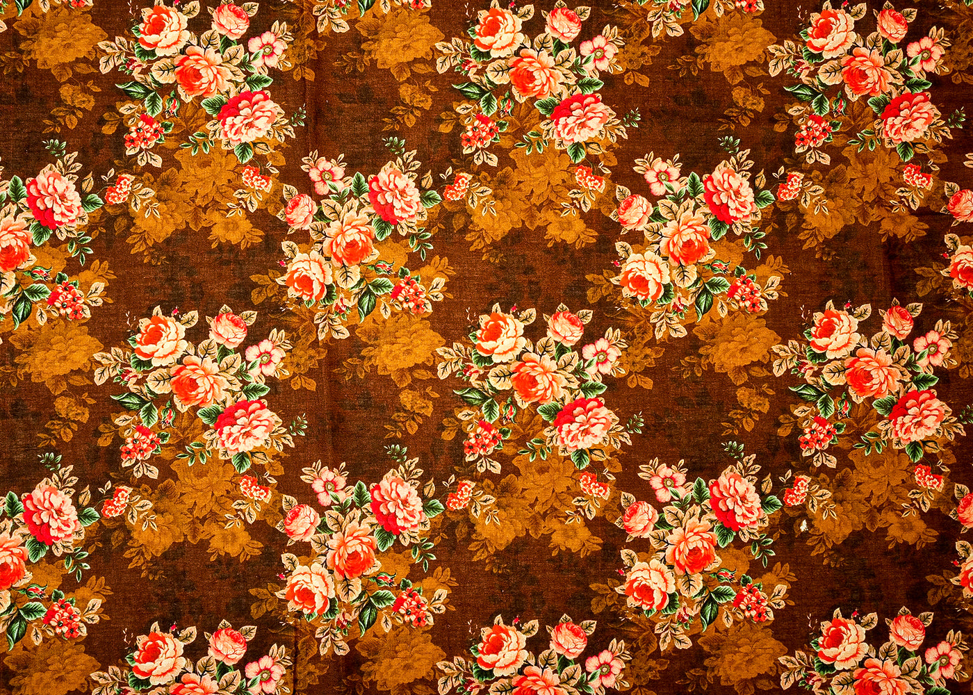 Brown Cotton Fabric with Allover Floral Motifs 13828