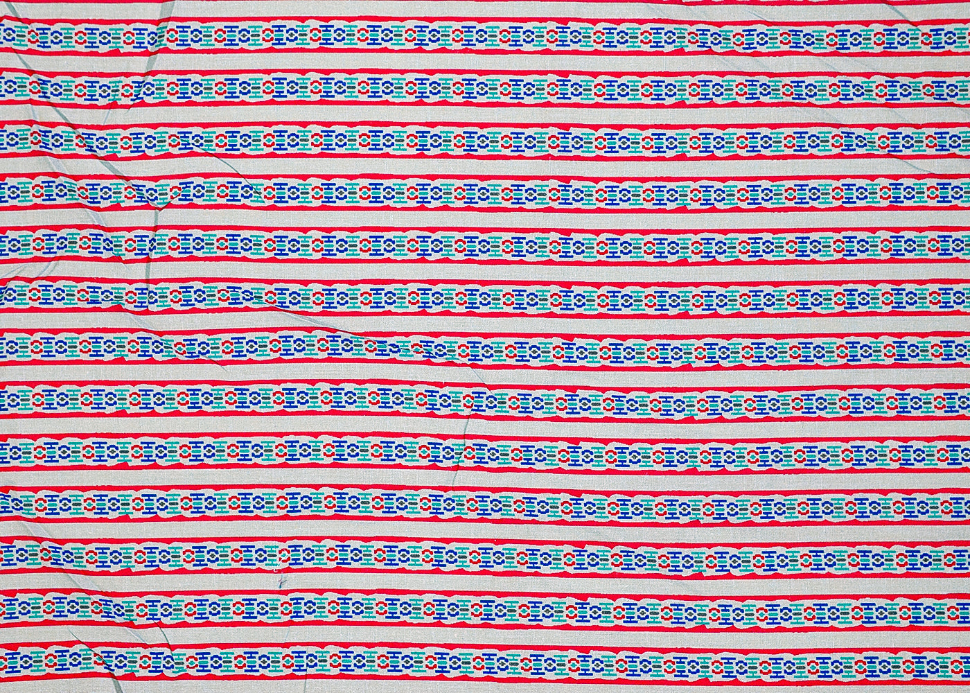 Grey And Blue Cotton Fabric with Alternate Stripes Print 13832