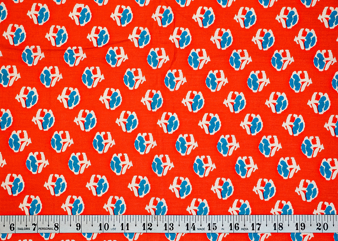 Red Cotton Fabric with Allover Floral Motifs 13833