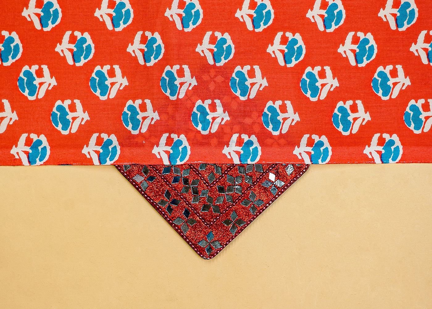 Red Cotton Fabric with Allover Floral Motifs 13833