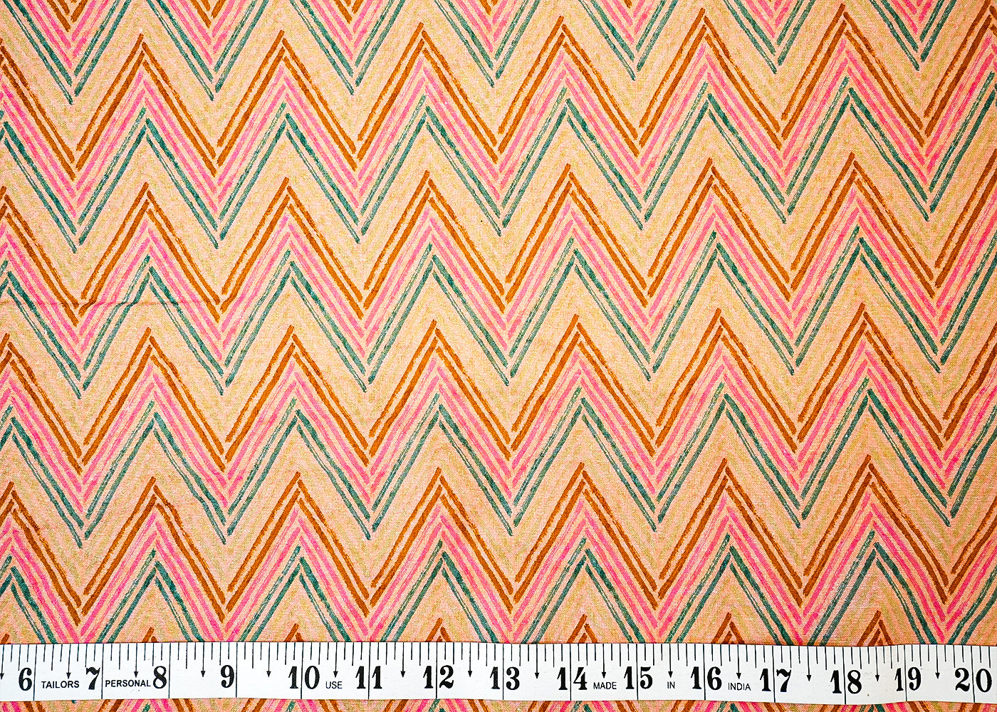 Pink Cotton Fabric with Allover Zig-Zag Pattern 13836
