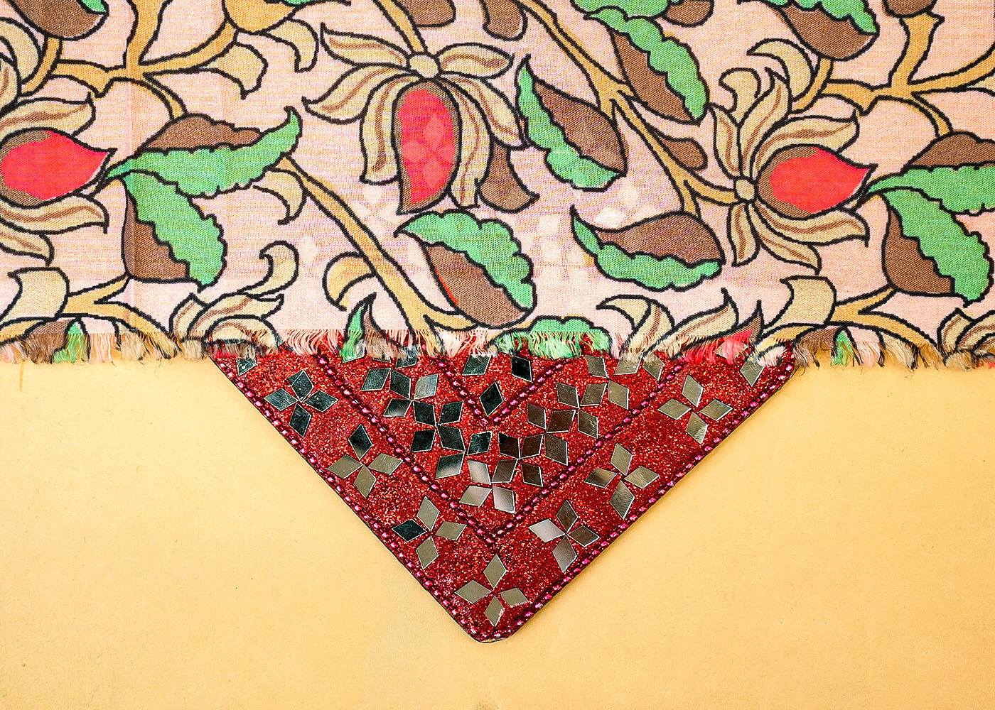 Light Pink Cotton Fabric with Allover Abstract Flower Pattern 13846