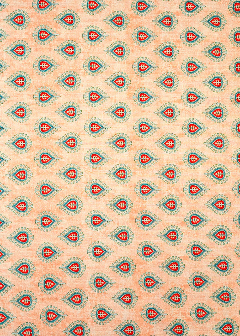 Peach-Cotton-Fabric-With-Allover-Heart-Shaped-Leaf-Motif-13847