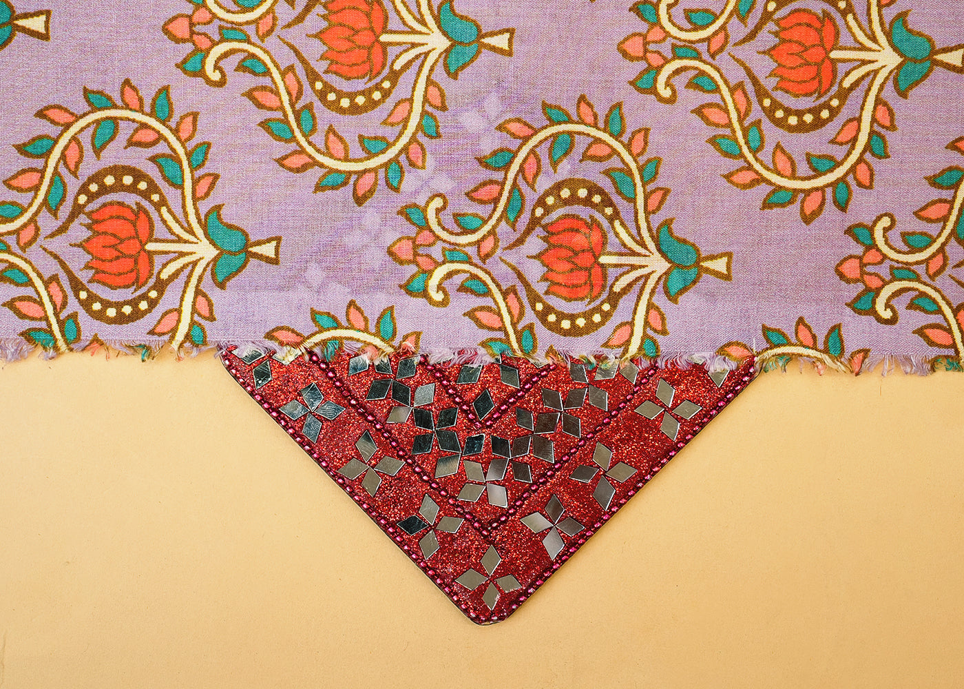 Purple Cotton Fabric with Allover Abstract Flower Motifs 13858