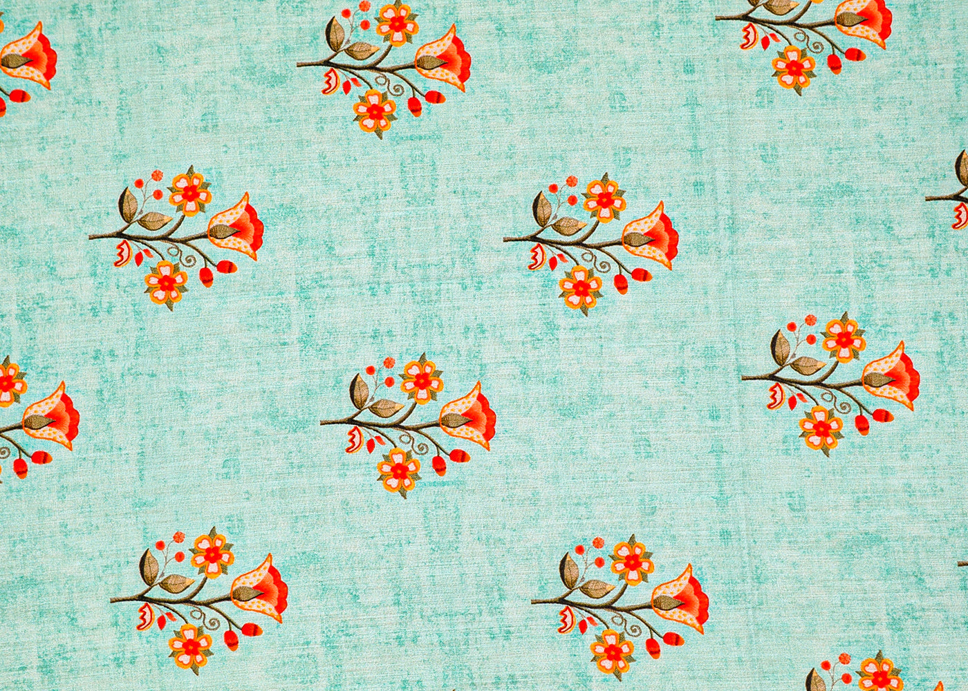Light Blue Cotton Fabric with Allover Floral Motifs 13860