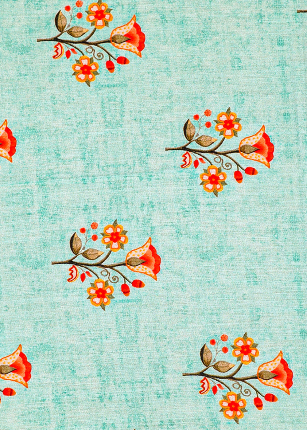 Light Blue Cotton Fabric with Allover Floral Motifs 13860