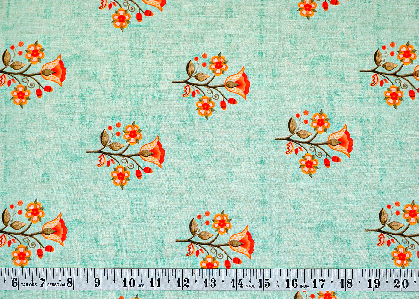 Light Blue Cotton Fabric with Allover Floral Motifs 13860