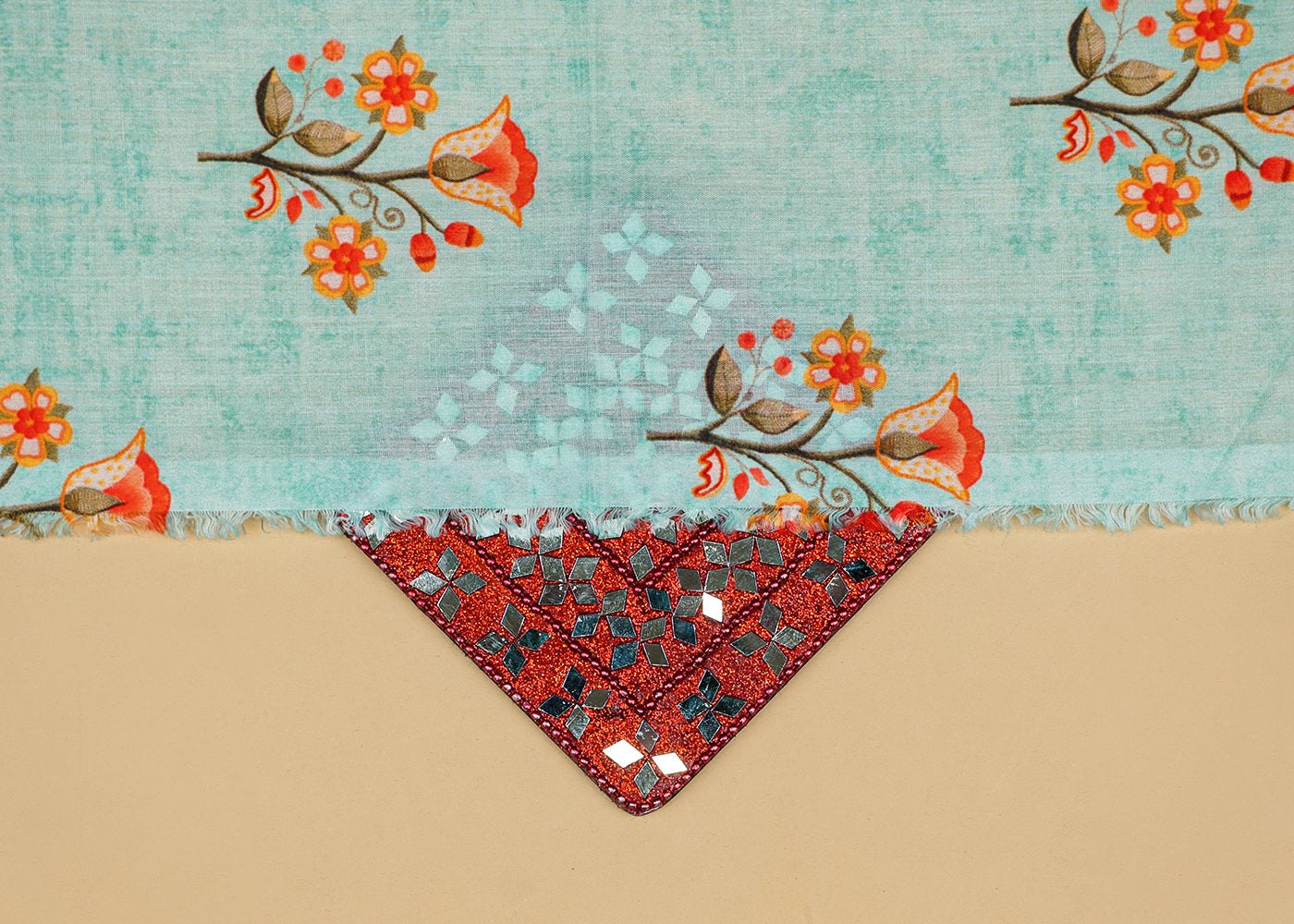 Light Blue Cotton Fabric with Allover Floral Motifs 13860