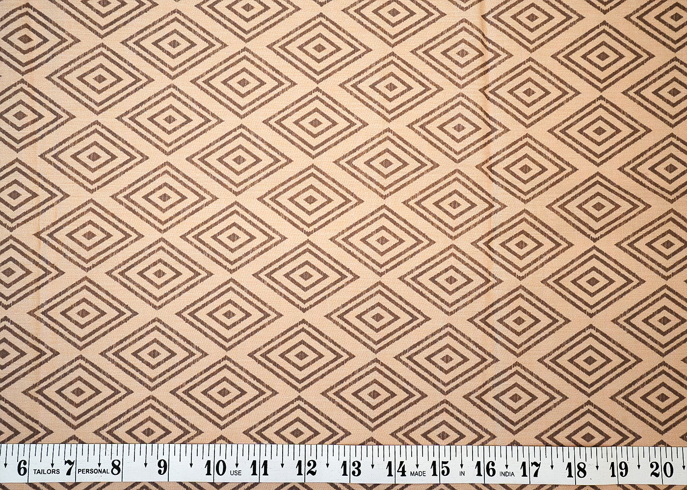 Beige Cotton Fabric with Allover Diamond-Shaped Pattern 13862