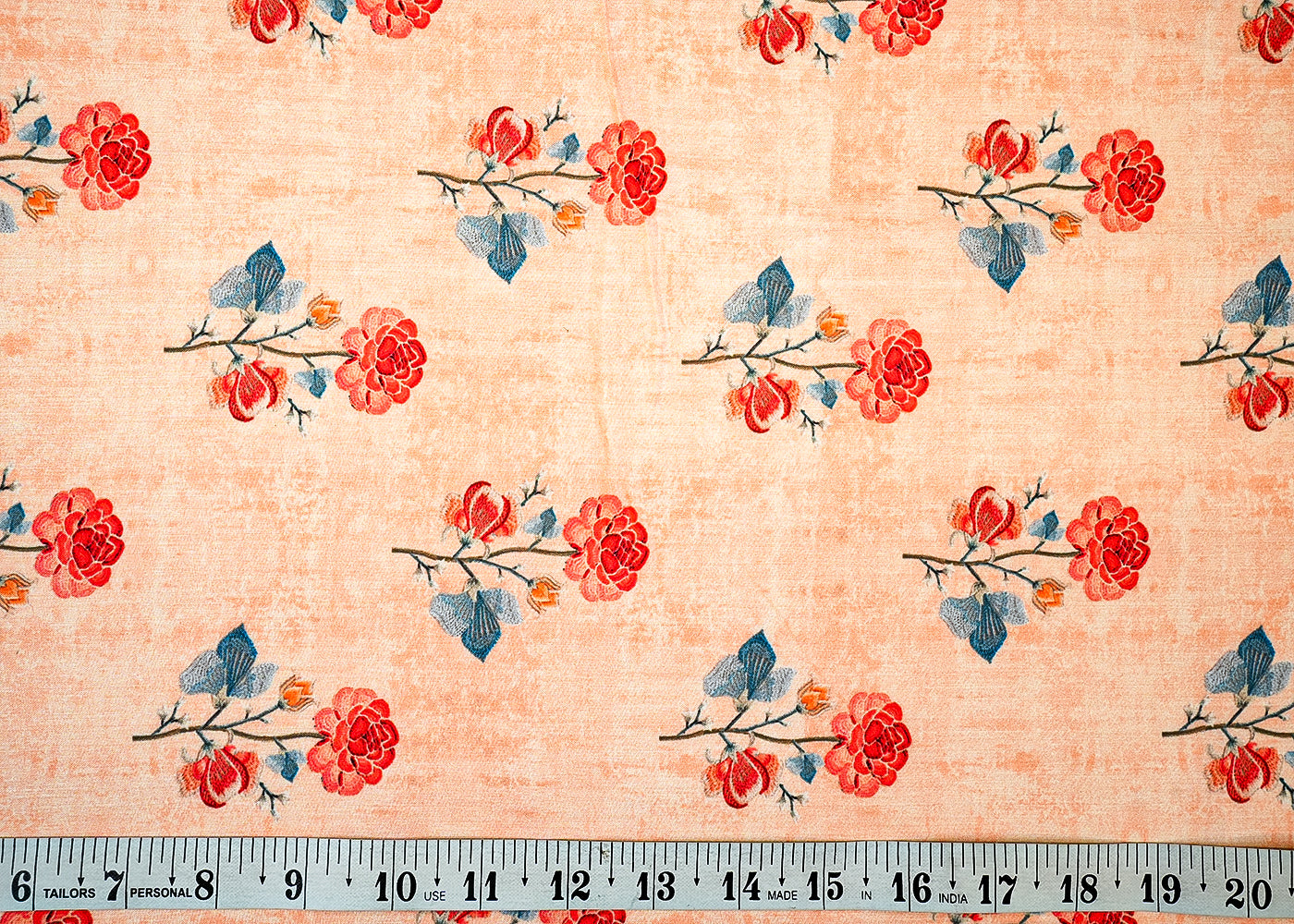 Peach Cotton Fabric with Allover Floral Motifs 13863