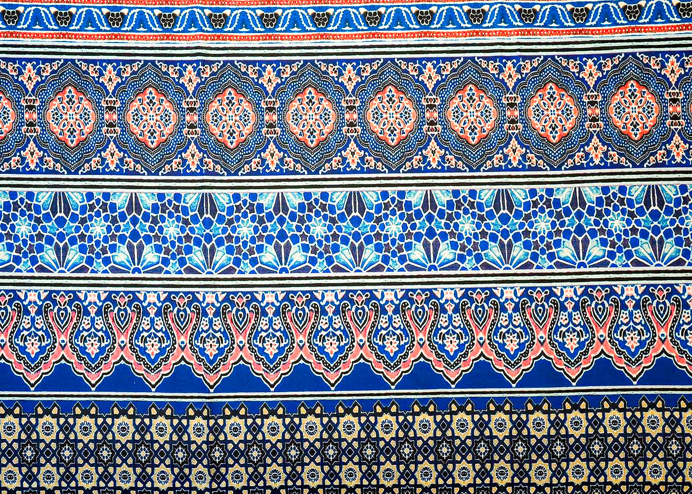 Blue Cotton Fabric with Traditional Stripes Pattern 13864