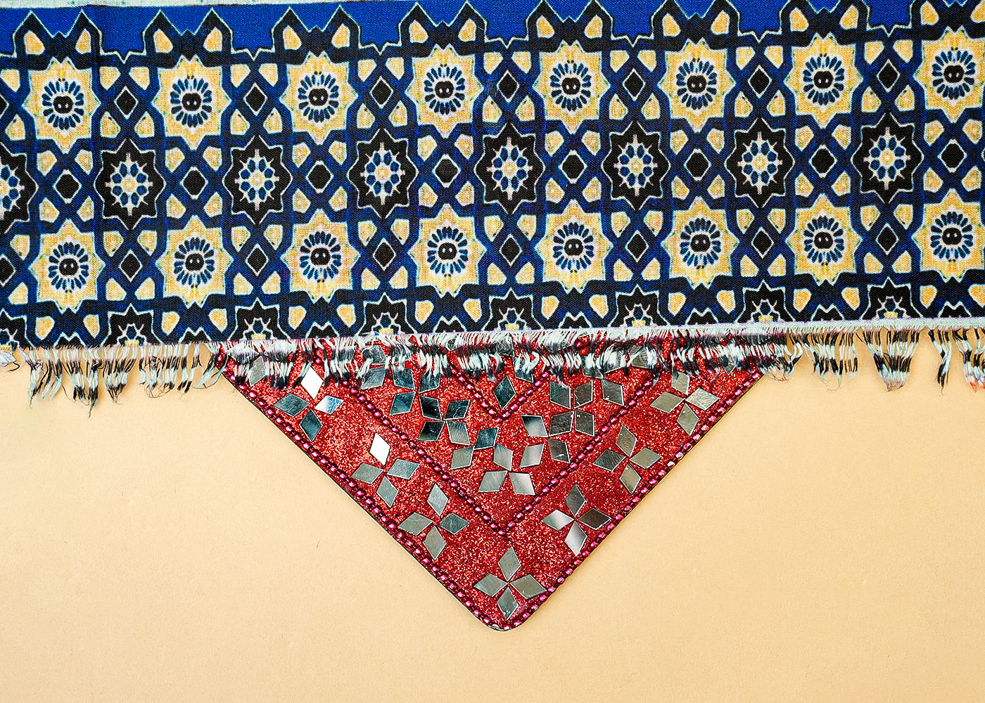 Blue Cotton Fabric with Traditional Stripes Pattern 13864