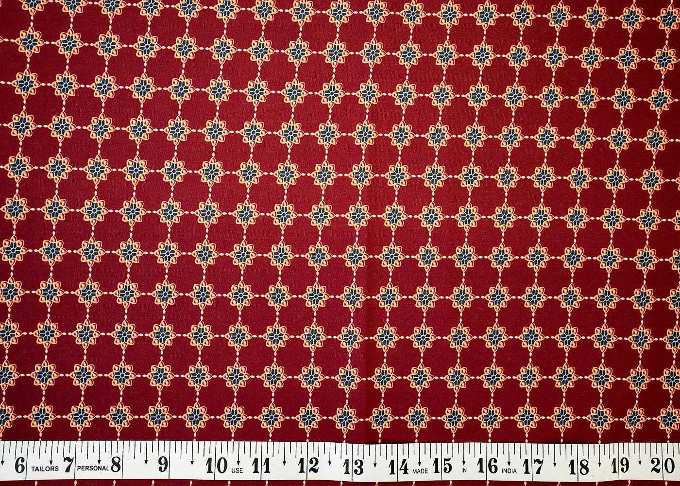 Maroon Cotton Fabric with Allover Jaal Pattern 13865