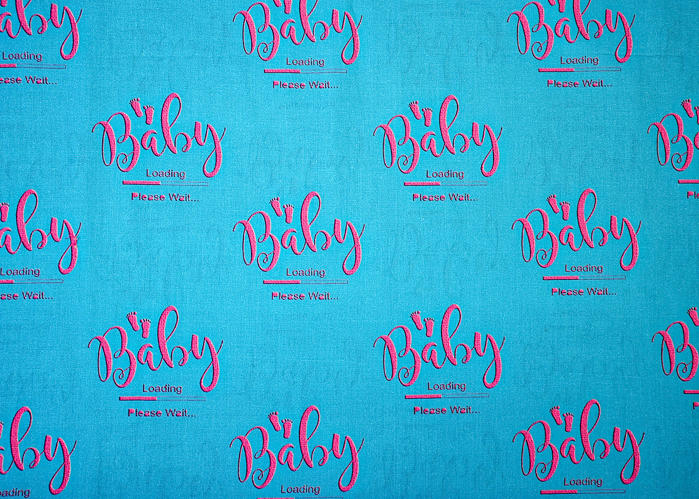 Firozi Cotton Fabric with Allover Typography Print 13879