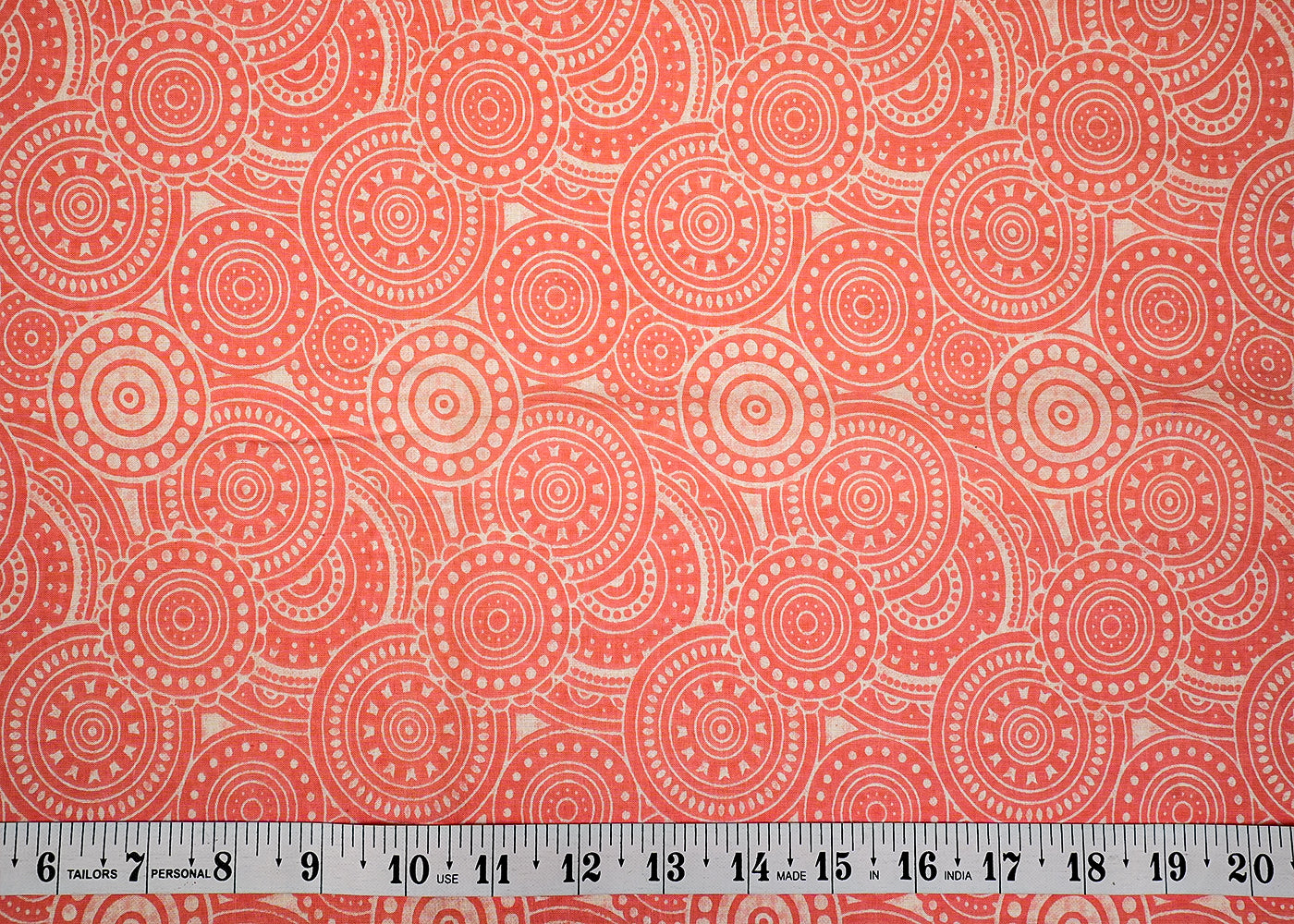 Peach Fine Cotton Fabric with Allover Circle Pattern 13881