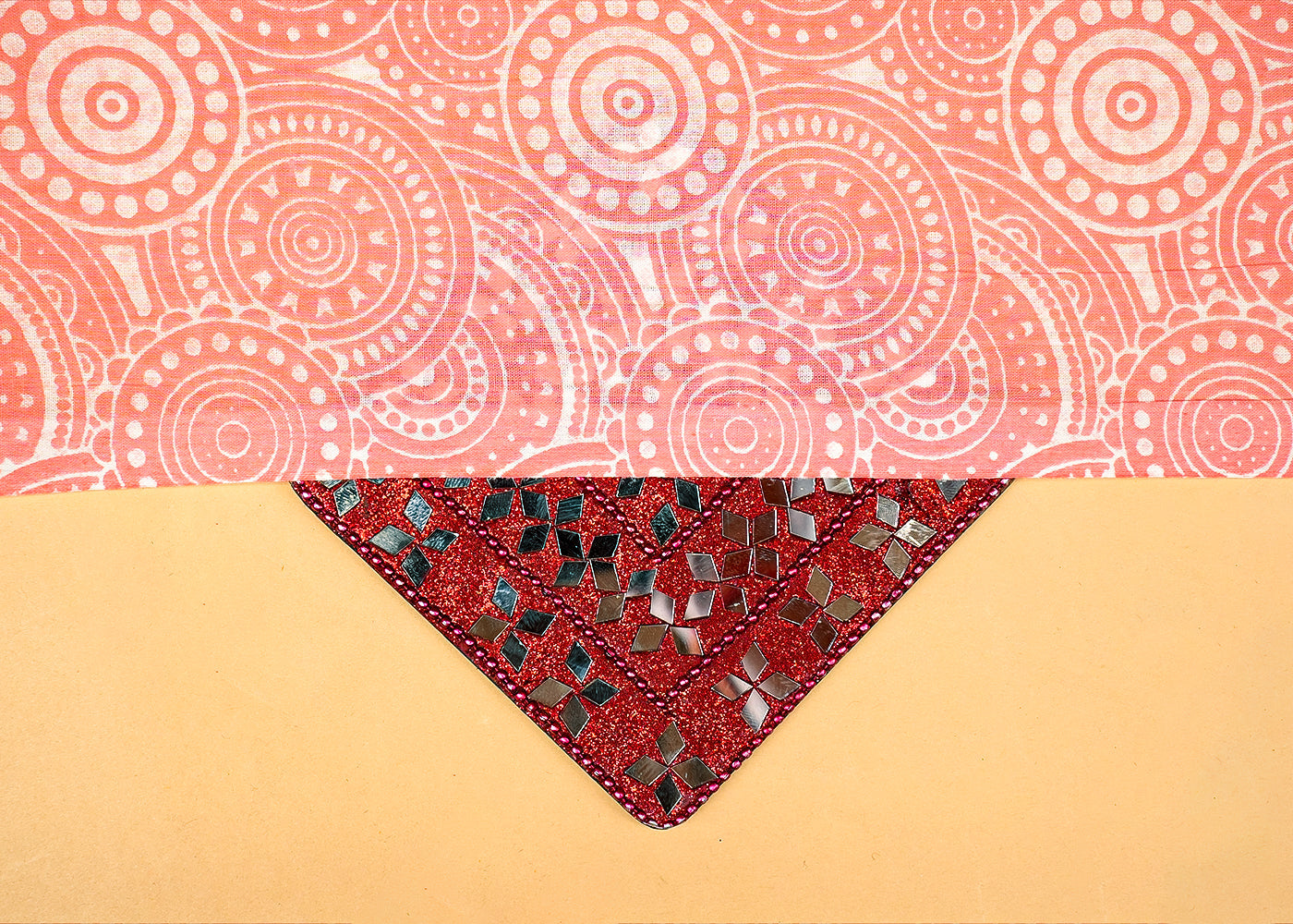 Peach Fine Cotton Fabric with Allover Circle Pattern 13881