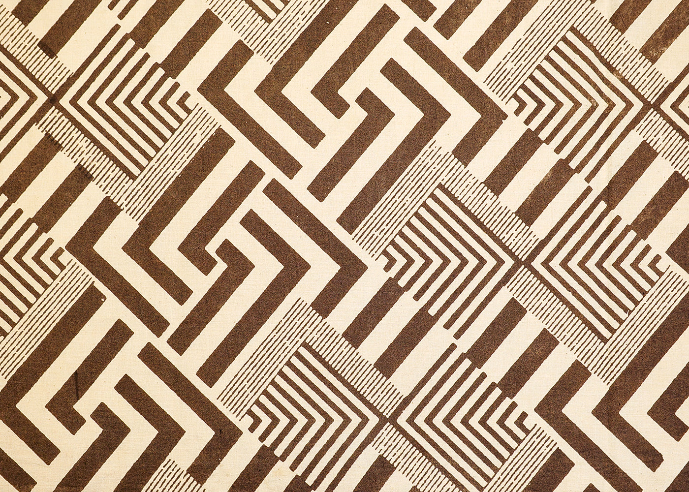Off White Rich Cotton Fabric with Allover Zig Zag Pattern 13888
