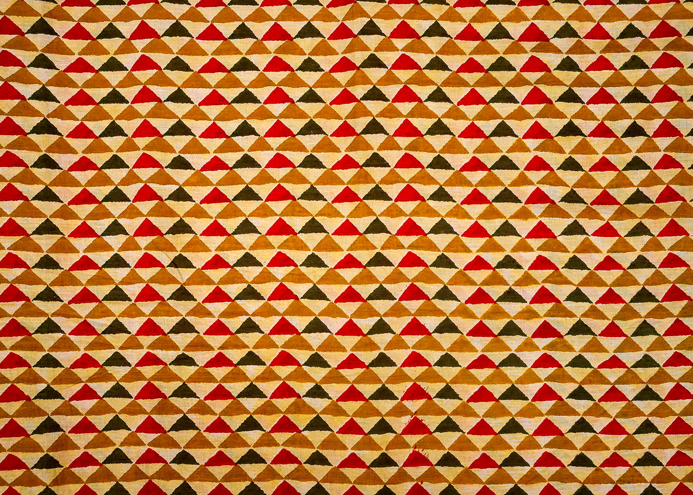 Mustard Fine Cotton Fabric with Allover Triangles Pattern 13890