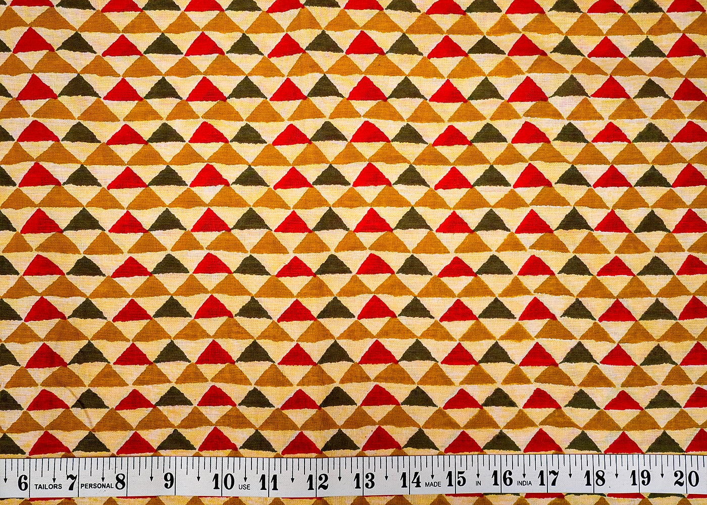 Mustard Fine Cotton Fabric with Allover Triangles Pattern 13890