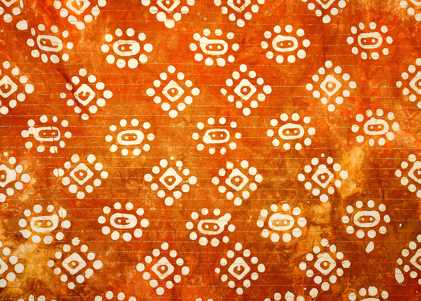 Brown Printed Cotton Fabric with All Over Batik Print Motif and Lurex Thread Work 13894