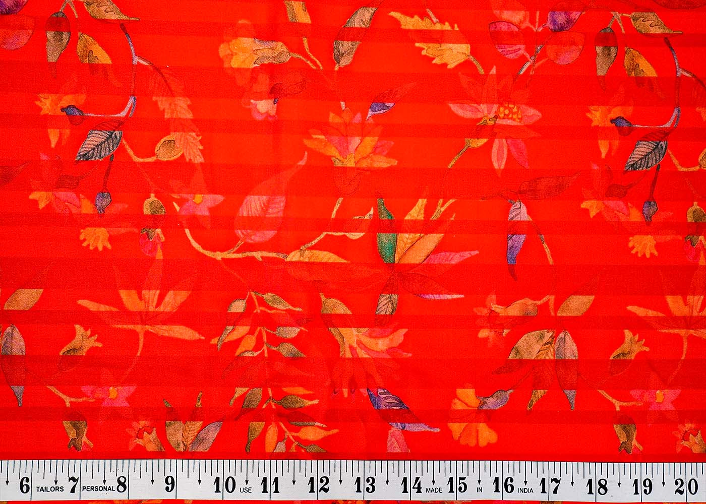 Red Cotton Silk Fabric with Allover Flower Print 13898