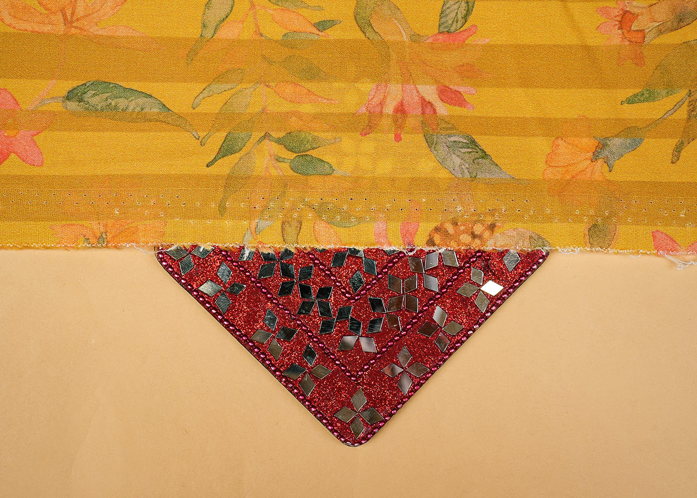 Yellow Cotton Silk Fabric with Allover Flower Print 13899