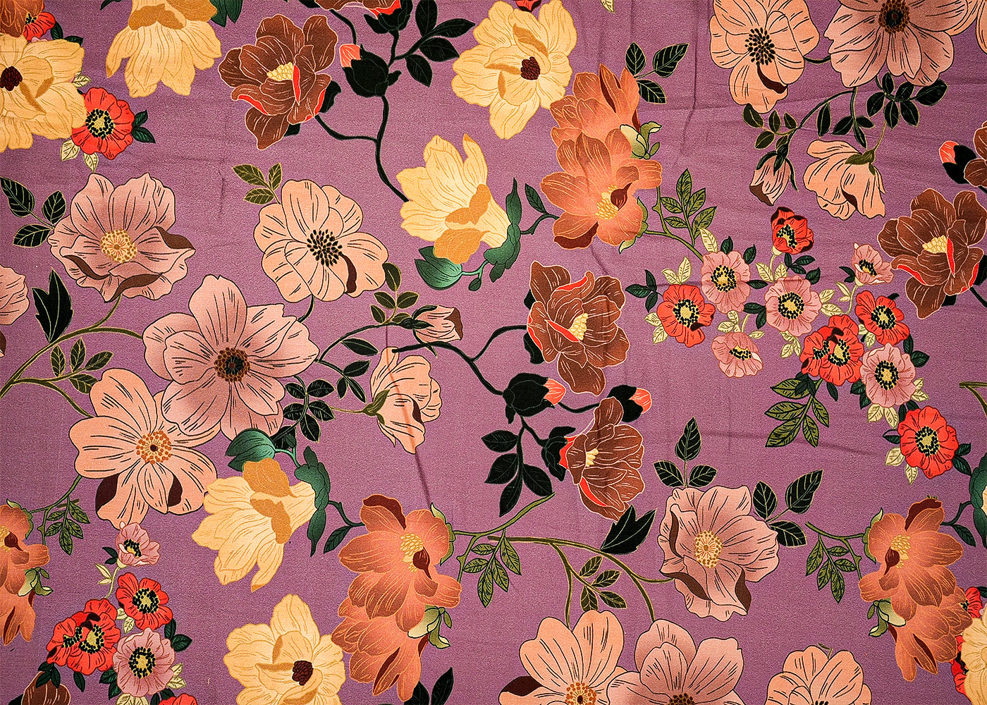 Purple Cotton Silk Fabric with Allover Flower Print 13909
