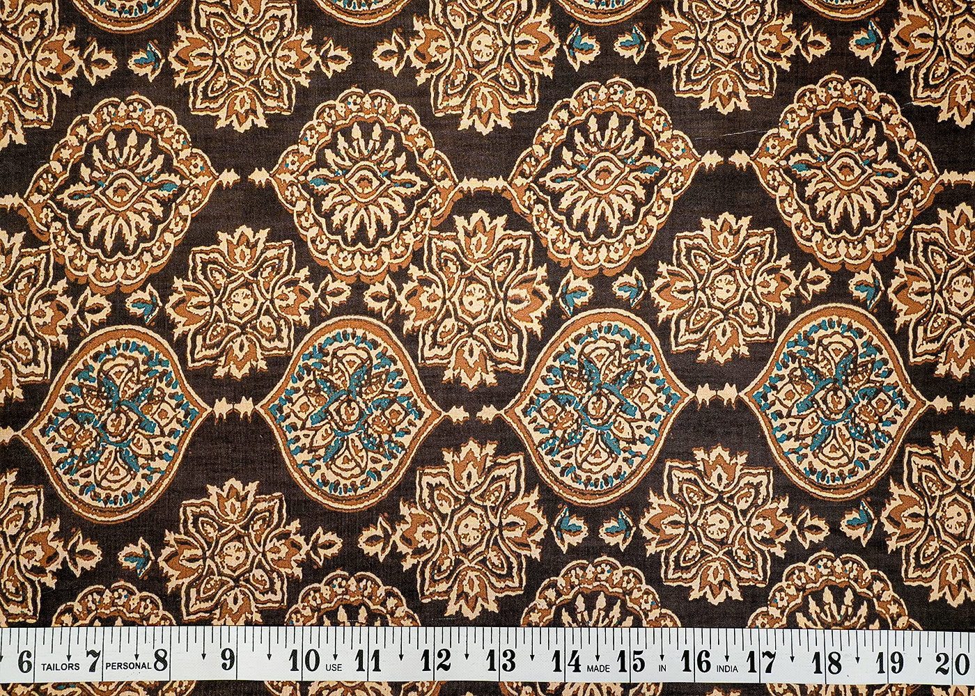 Brown Cotton Silk Fabric with Allover Traditional Motifs 13915